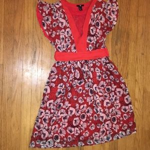 H&M red and black floral dress